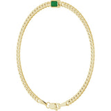 14K Yellow Gold Lab-Grown Emerald Link 7" Bracelet