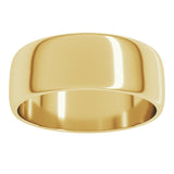 14K Yellow Gold 7 mm Lightweight Half Round Band Size 5.5
