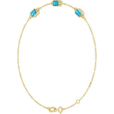 14K Yellow Gold Natural Aquamarine Bezel-Set 3-Stone 7 1/2" Bracelet