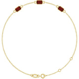 14K Yellow Gold Natural Mozambique Garnet Bezel-Set 3-Stone 7 1/2" Bracelet