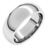 14K White Gold 7 mm Comfort-Fit Half Round Band Size 6.5