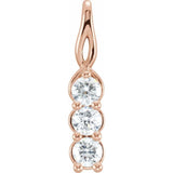 14K Rose 1/3 CTW Natural Diamond Three-Stone Pendant