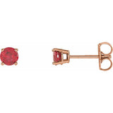 14K Rose 4 mm Lab-Grown Ruby Earrings