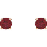 14K Rose 4 mm Lab-Grown Ruby Earrings