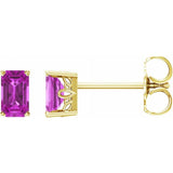 14K Yellow Natural Pink Tourmaline Earrings