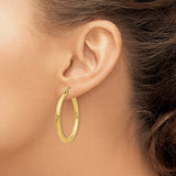 14K Polished 3mm Tube Hoop Earrings