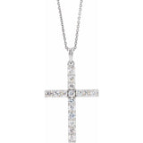 Platinum 1/10 CTW Natural Diamond Cross 18