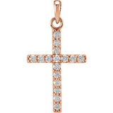 14K Rose 1/8 CTW Lab-Grown Diamond Cross Pendant