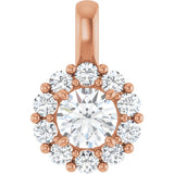 14K Rose 3/4 CTW Lab-Grown Diamond Halo-Style Pendant