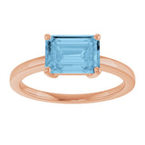 14K Rose Natural Sky Blue Topaz Ring