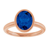 14K Rose Lab-Grown Blue Sapphire Ring