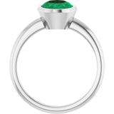 14K White Lab-Grown Emerald Ring