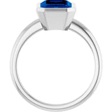 Sterling Silver Lab-Grown Blue Sapphire Ring