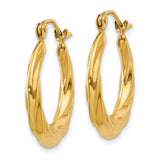 14k Polished Twisted Hollow Hoop Earrings